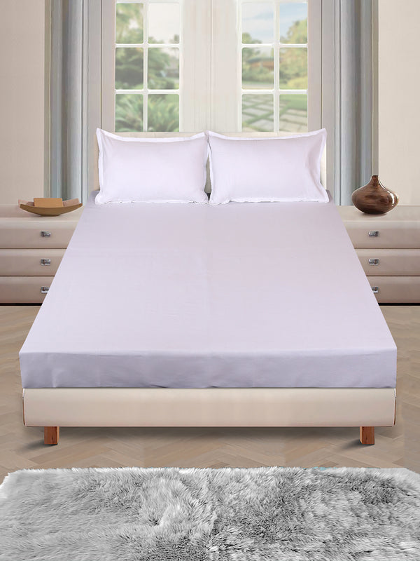 ROMEE White Solid 150 TC King Bedsheet with 2 Pillow Covers