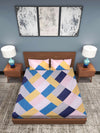 Multicolor Geometric Patterned 210 TC Queen Bedsheet with 2 Pillow Covers