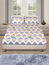 ROMEE Cream & Beige Geometric 186 TC King Bedsheet with 2 Pillow Covers