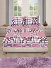 ROMEE Grey & Purple Floral 186 TC King Bedsheet with 2 Pillow Covers