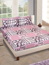 ROMEE Grey & Purple Floral 186 TC King Bedsheet with 2 Pillow Covers