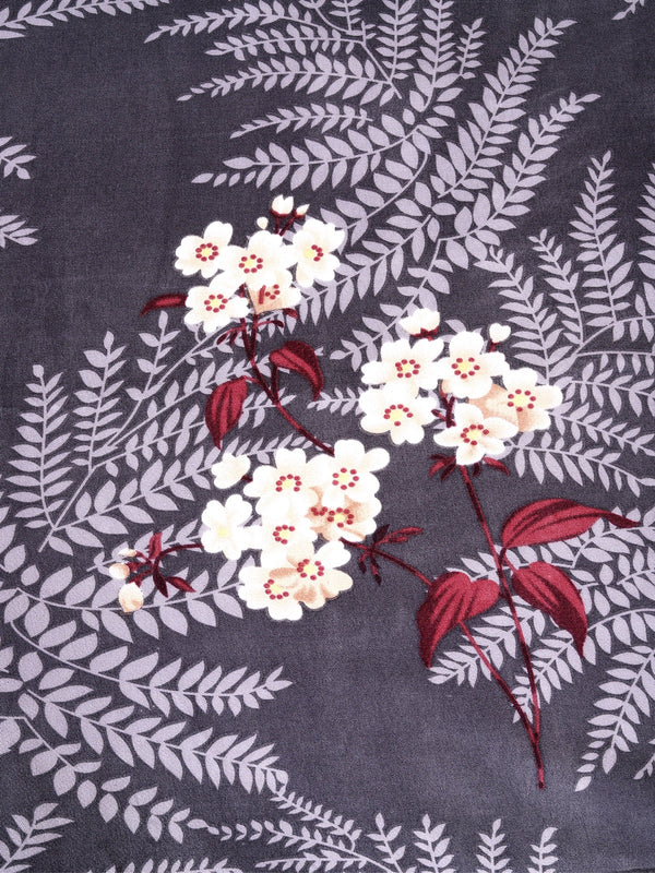 ROMEE Grey Leafy 186 TC King Bedsheet with 2 Pillow Covers