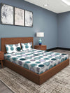 White & Teal Circle Patterned 210 TC Queen Bedsheet with 2 Pillow Covers