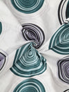 White & Teal Circle Patterned 210 TC Queen Bedsheet with 2 Pillow Covers