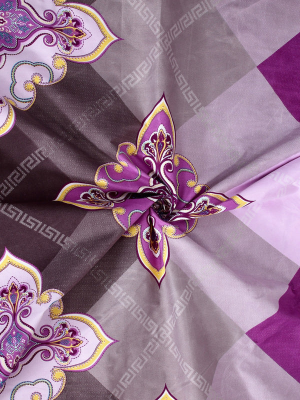 Violet Ethnic Motifs Patterned 210 TC Queen Bedsheet with 2 Pillow Covers