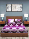 Violet Ethnic Motifs Patterned 210 TC Queen Bedsheet with 2 Pillow Covers