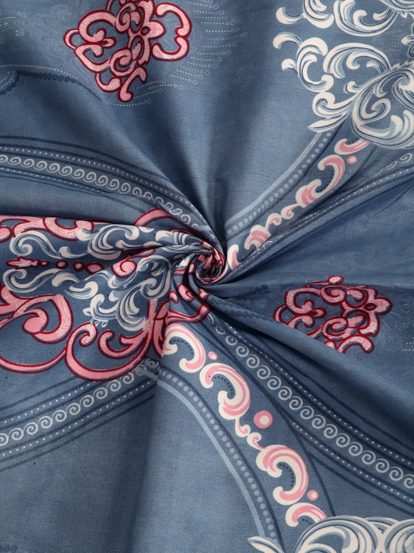 Blue Ethnic Motifs Patterned 210 TC Queen Bedsheet with 2 Pillow Covers