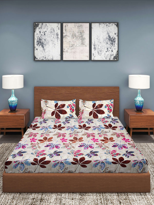 Multicolor Floral Patterned 210 TC Queen Bedsheet with 2 Pillow Covers