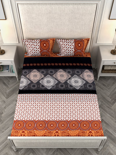 ROMEE Multicolor Ethnic Motifs 144 TC King Bedsheet with 2 Pillow Covers