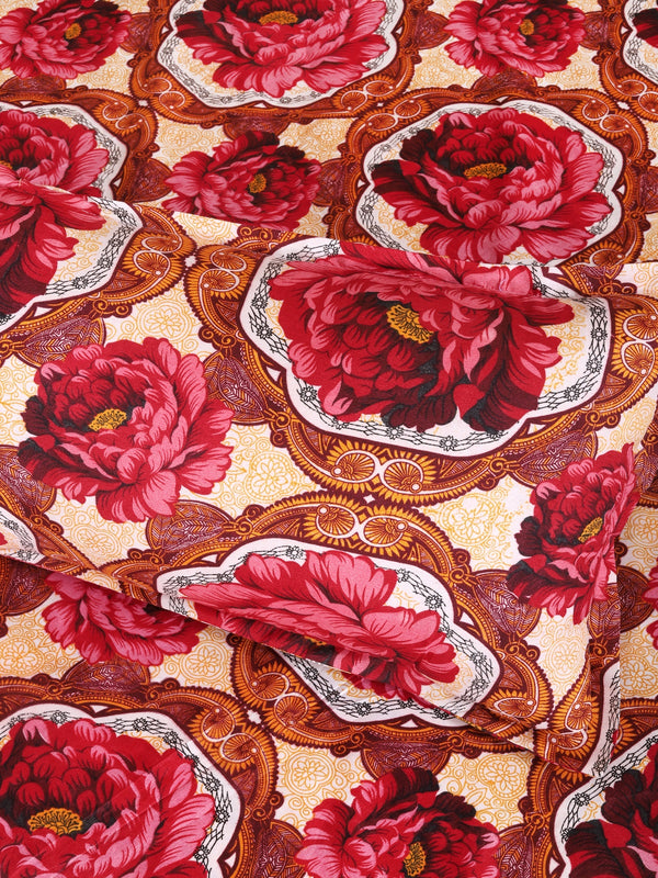144 TC Red Bedsheet with 2 Pillow Covers