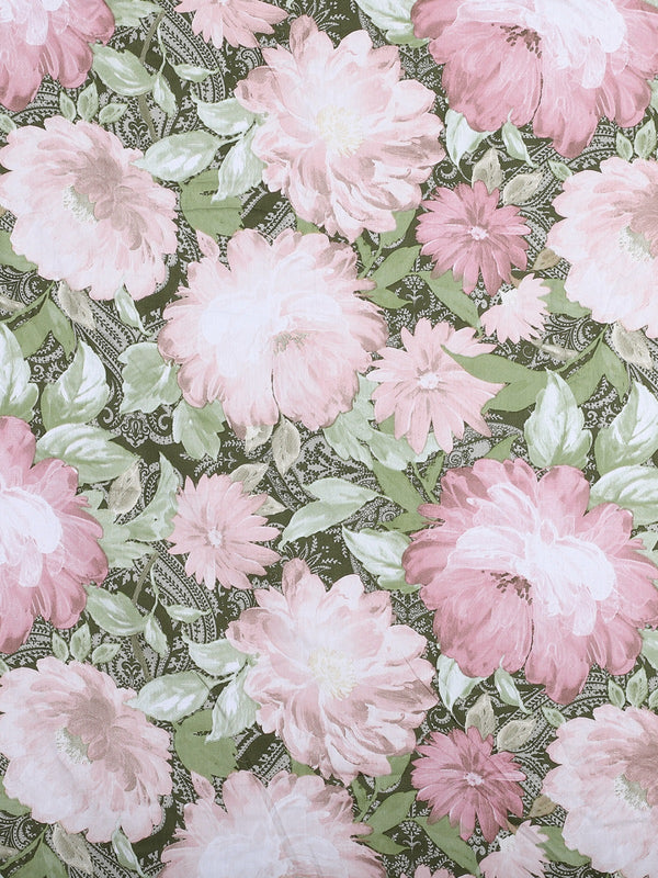 250 TC Green & Pink Bedsheet with 2 Pillow Covers