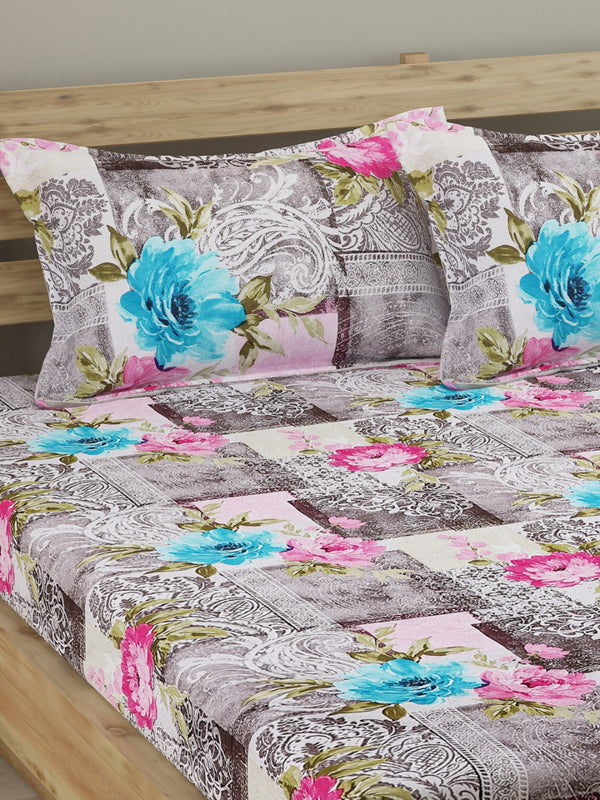 250 TC Multicolour Bedsheet with 2 Pillow Covers