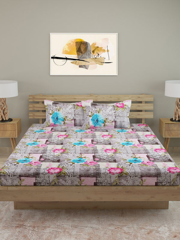 250 TC Multicolour Bedsheet with 2 Pillow Covers