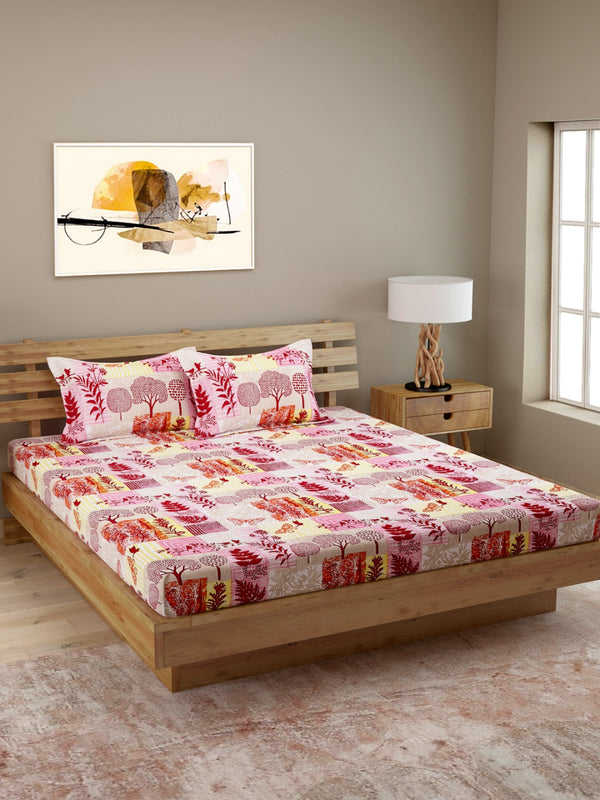 250 TC Multicolour Bedsheet with 2 Pillow Covers
