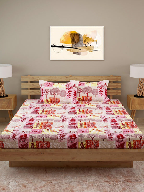 250 TC Multicolour Bedsheet with 2 Pillow Covers