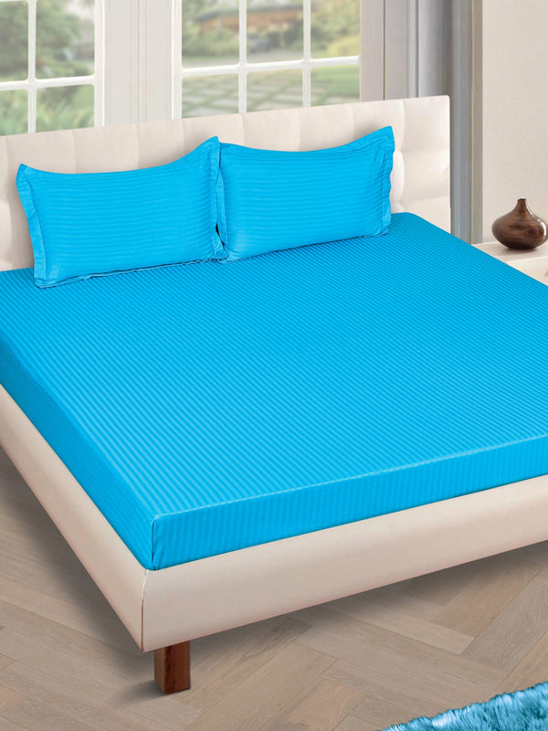 Sky Blue 250 TC Bedsheet with 2 Pillow Covers