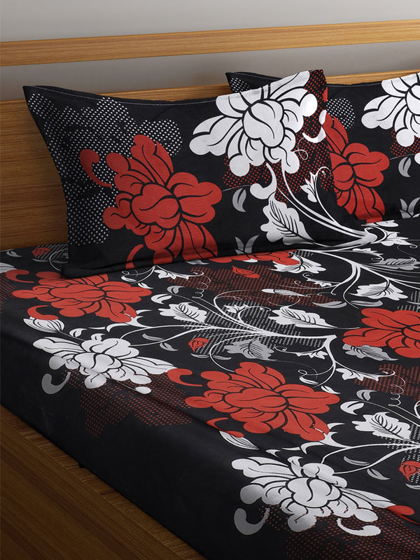 144 TC Black Double Bedsheet with 2 Pillow Covers