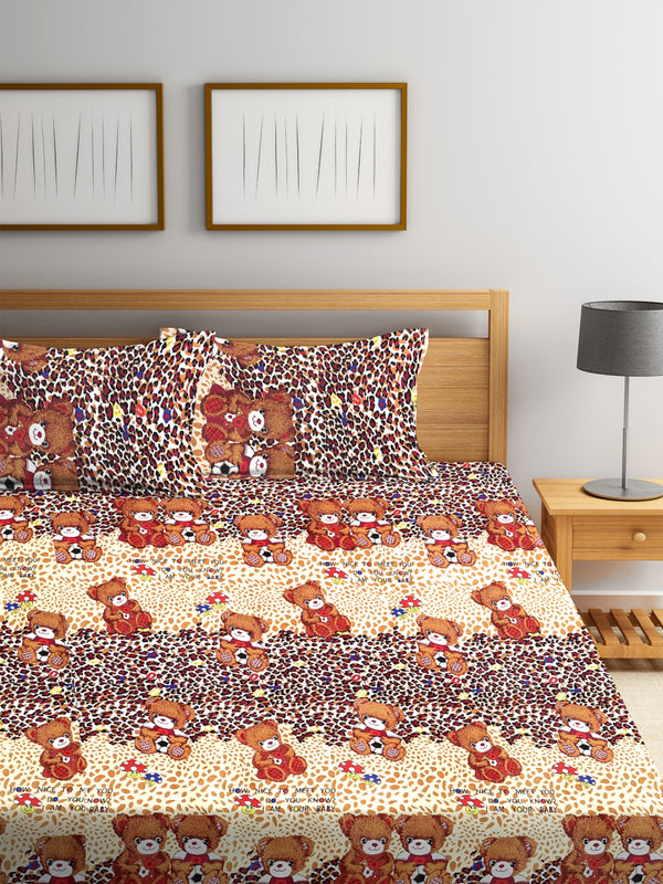 144 TC Beige Double Bedsheet with 2 Pillow Covers