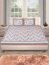180 TC Off White & Pink Double Bedsheet with 2 Pillow Covers