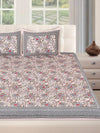 180 TC Beige & Grey Double Bedsheet with 2 Pillow Covers
