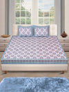 180 TC White & Blue Double Bedsheet with 2 Pillow Covers