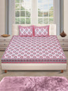 180 TC White & Maroon Double Bedsheet with 2 Pillow Covers