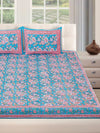 180 TC Blue & Pink Double Bedsheet with 2 Pillow Covers
