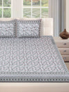 180 TC White & Pink Double Bedsheet with 2 Pillow Covers