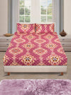 144 TC Maroon & Yellow Double Bedsheet with 2 Pillow Covers