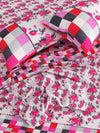 144 TC White & Pink Double Bedsheet with 2 Pillow Covers
