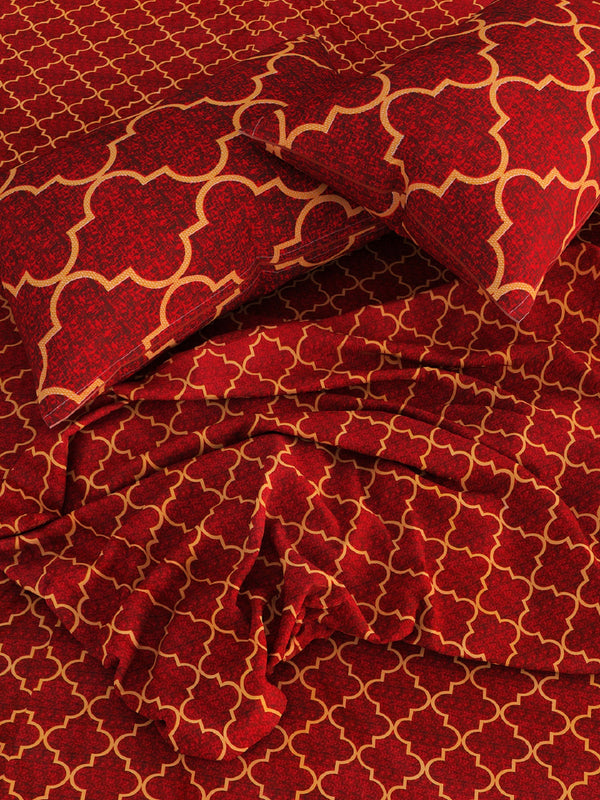 144 TC Maroon Double Bedsheet with 2 Pillow Covers