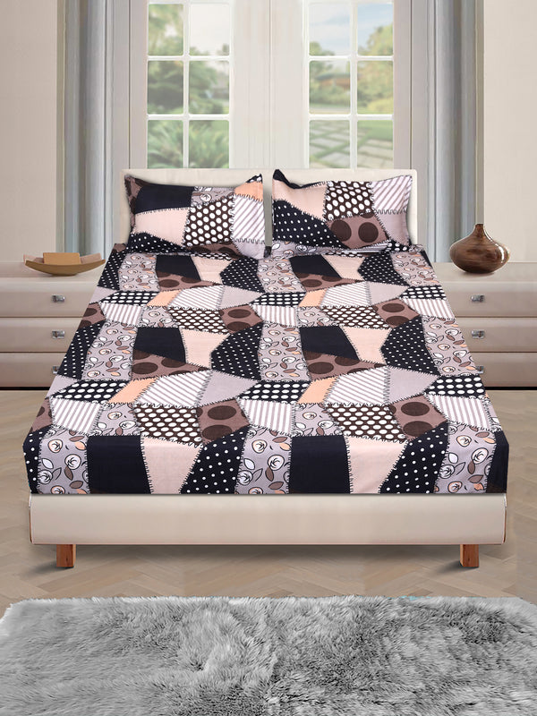 144 TC Multicolor Double Bedsheet with 2 Pillow Covers