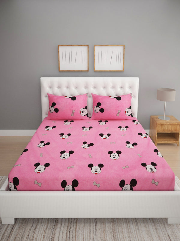 144 TC Pink Double Bedsheet with 2 Pillow Covers