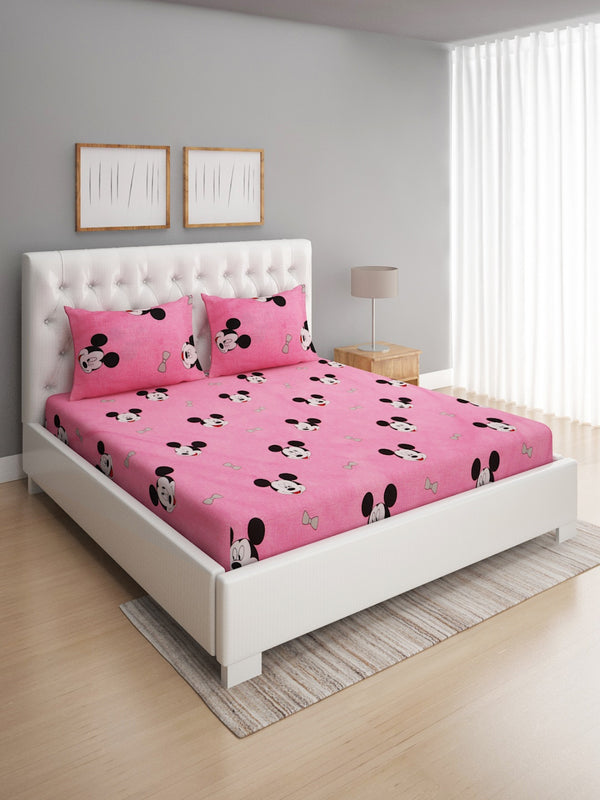 144 TC Pink Double Bedsheet with 2 Pillow Covers