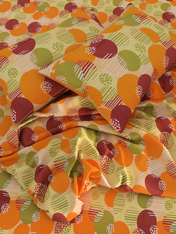 144 TC Green & Orange Double Bedsheet with 2 Pillow Covers