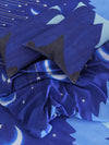 Blue & White Abstract Patterned 144 TC Queen Bedsheet with 2 Pillow Covers