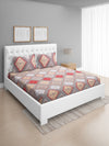 Beige Geometric Patterned 144 TC Queen Bedsheet with 2 Pillow Covers