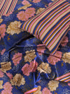 Blue & Pink Floral Patterned 144 TC Queen Bedsheet with 2 Pillow Covers