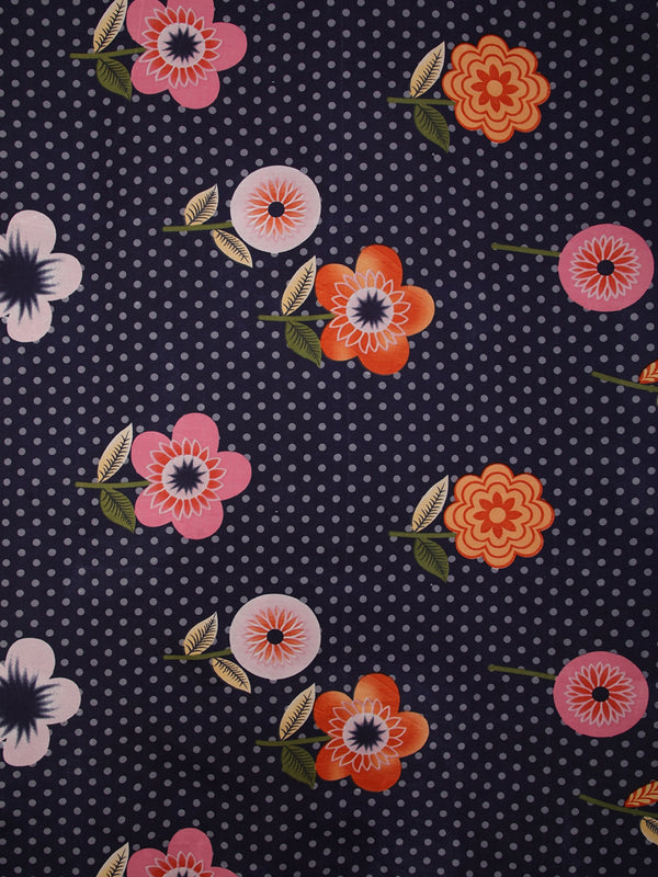 Blue Floral Patterned 144 TC Queen Bedsheet with 2 Pillow Covers