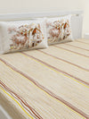Beige Geometric Patterned 160 TC King Bedsheet with 2 Pillow Covers