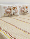 Beige Geometric Patterned 160 TC King Bedsheet with 2 Pillow Covers
