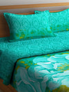 Turquoise Bedding Set 1 Bedsheet with 2 Pillow Covers and Ac Comforter