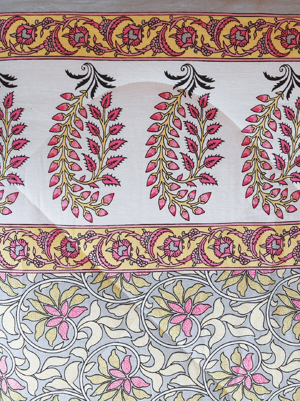 Jaipuri Bedding Set Reversible AC Comforter with Bedsheet and 2 Pillow Covers, Blue