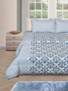 Blue & Off White Bedding Set 1 Bedsheet with 2 Pillow Covers and Quilt