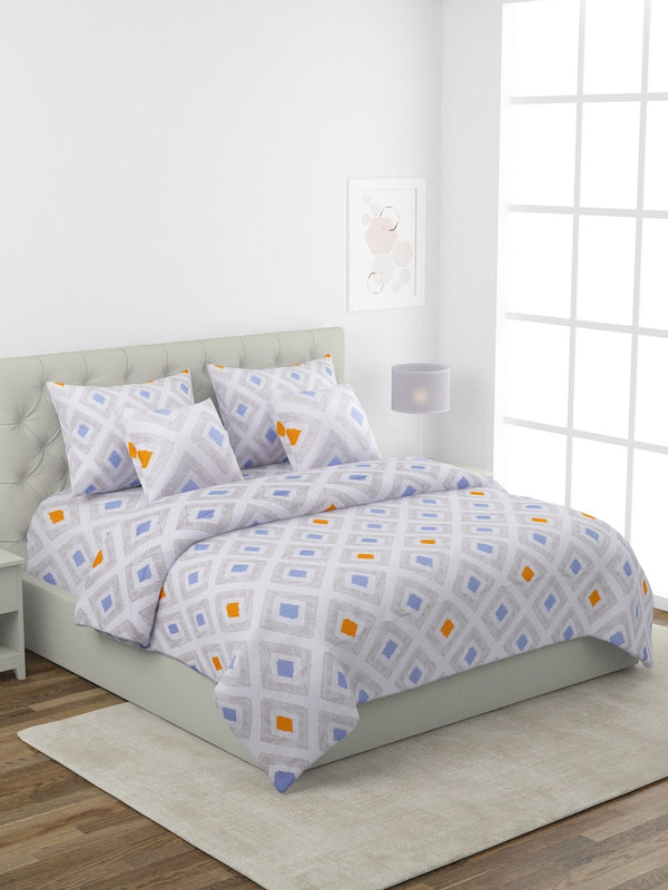 White & Grey Bedding Set 1 Bedsheet with 2 Pillow Covers , 1 Quilt/Blanket