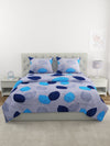 Grey & Blue Leaf Patterned King Size Cotton Bedding Set