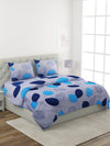 Grey & Blue Leaf Patterned King Size Cotton Bedding Set
