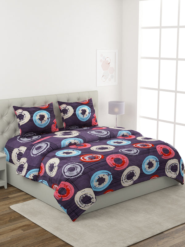 Violet Circle Patterned King Size Cotton Bedding Set