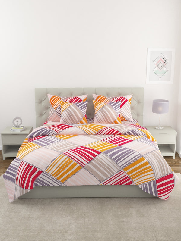 Multicolor 6 Pcs Check Patterned 210 GSM Bedding Set