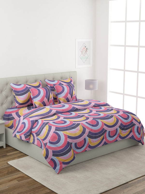 Blue & Pink 6 Pcs Geometric Patterned 210 GSM Bedding Set